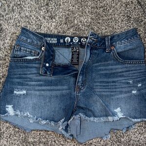 Distressed Blue Jean Shorts